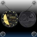 2 EVRO SLOVENIJA  2016 "25 let osamosvojitve Republike Slovenije" Black Rhodium + 24k Gold